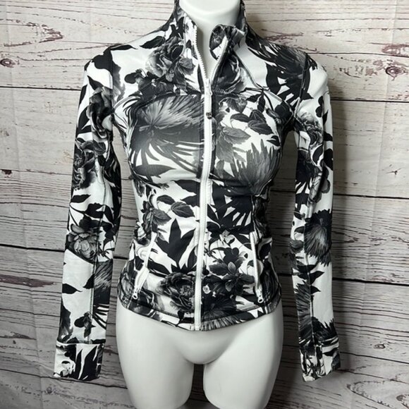 Lululemon Forme Jacket II *TexturedBrisk Bloom Black White - Picture 1 of 4